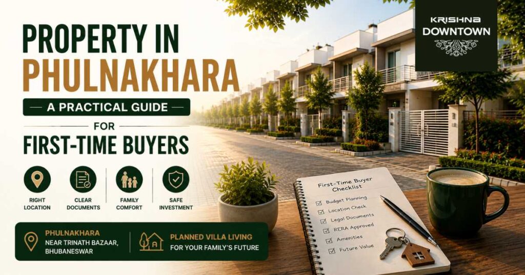 First-time buyers reviewing property in Phulnakhara near Trinath Bazaar Bhubaneswar