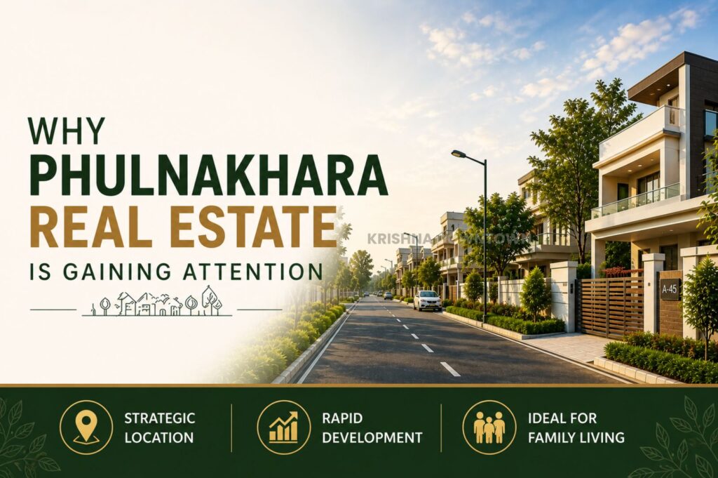 Phulnakhara residential road with villa developments showing growing real estate area near Bhubaneswar Odisha